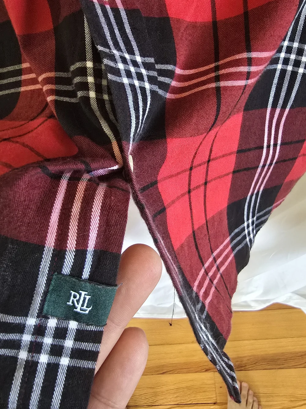 Polo by Ralph Lauren Red and Black Plaid Button-Down Shirt with White Accents
